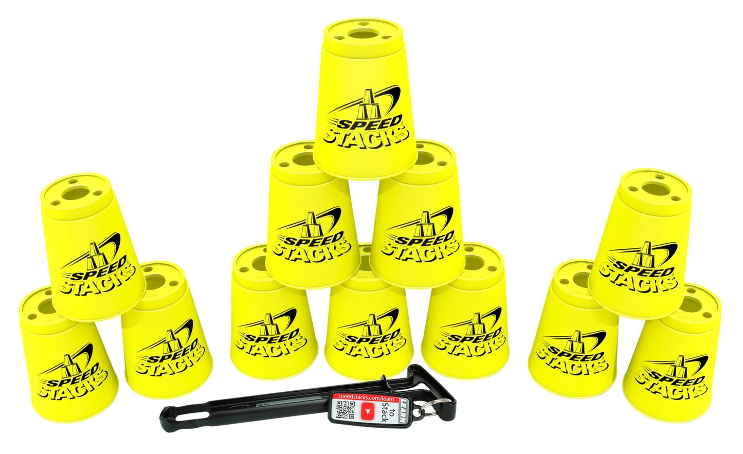 Set Of 12 Neon Yellow Speed Stacks Cup & Stem